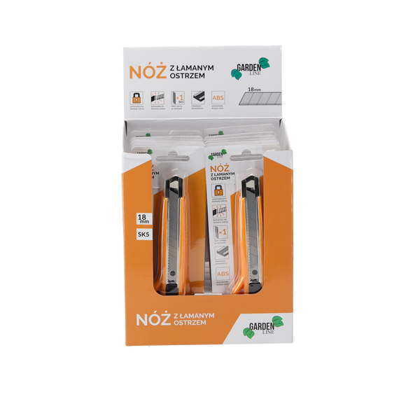 NÓŻ Z OSTRZEM ŁAMANYM 18 MM disp=12szt *1609