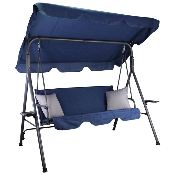 GARDEN SWING A-TYPE 170 x 110 x 153 cm NAVY BLUE WITH GREY PODS. AND COASTERS *9696