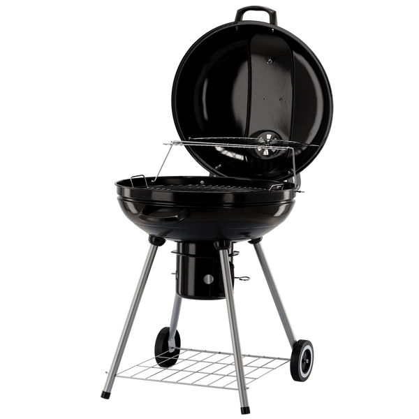 CHARCOAL KETTLE BBQ WITH LID, ASH PAN AND WHEELS 66 x 57 x 85 CM