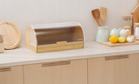 CHLEBAK MENTA - BAMBUS CU CAPAC DIN PLASTIC 38 x 28 x 18,5 CM *3185