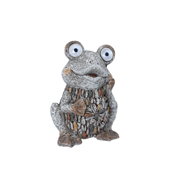 FIGURKA OGRODOWA - ŻABA ZE ŚWIECĄCYMI OCZAMI 14 x 12 x 18,5 CM LED opak=4szt *7942