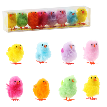SET OF 8 EASTER DECORATIONS - CHICKS COLOR MIX