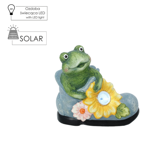 FIGURĂ DE GRĂDINĂ - BROASCĂ CU FLOR 16 x 9 x 14,5 CM LED ambalaj=4buc *7850