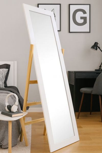 LUSTRO STOJĄCE DREWNIANE NOGI DRABINKA 54 x 41 x 157 CM *9757