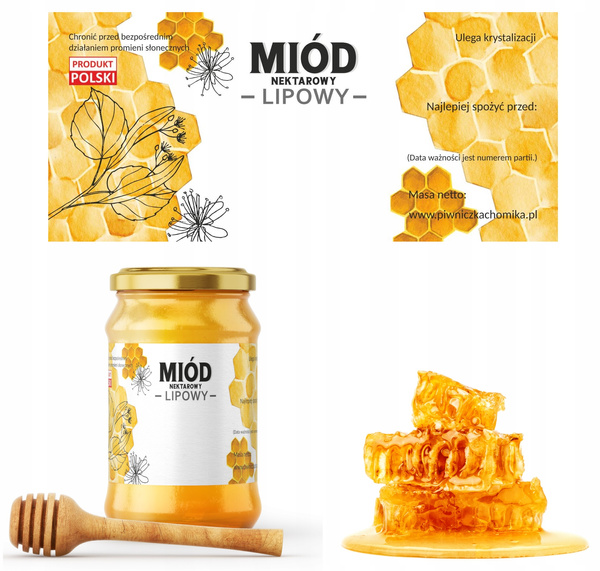 SET OF 100 LABELS HONEY NECTAR LINDEN 116 x 50 MM