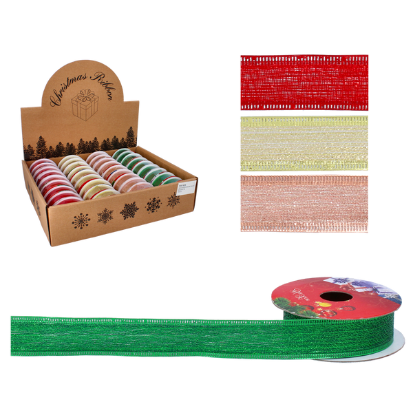 FĂȘIE DECORATIVĂ DE SĂRBĂTOARE 2,5CM X 2,7M MIX DE CULORI pachet=36buc. *2206