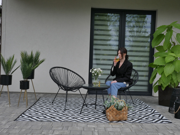 ZESTAW MEBLI OGRODOWYCH (2 KRZESŁA, STOLIK) - CZARNY