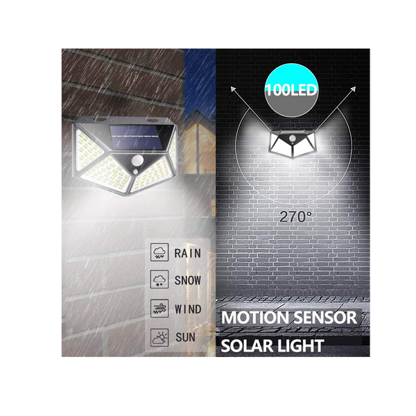 SOLÁRNÍ SVÍTIDLO 13,5 x 5,5 x 9,7 CM NÁSTĚNNÉ S DETEKTOREM POHYBU 100 LED STUDENÁ BÍLÁ *6124