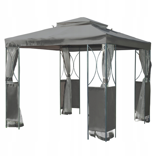 ALTANA / PAWILON OGRODOWY Z MOSKITIERĄ SZARY 2.5 x 2.5 x 2.7 M *3989