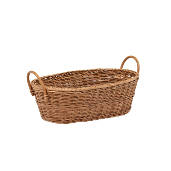 KOSZYK RATTANOWY Z DWOMA UCHWYTAMI OWALNY 38 x 24 x 12/19 CM *6195