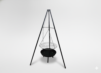 GRILL PENDULAT REGULABIL PE TREI PICIORI 95 x 95 x 147 CM