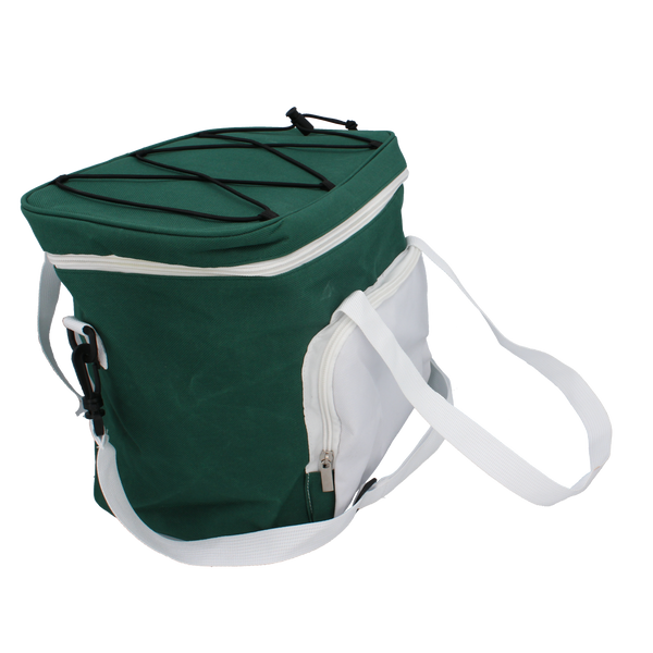 TORBA TERMICZNA 28 x 19 x 28 CM 14L ZIELONO-BIAŁA Z DWOMA WKŁADAMI CHŁODZĄCYMI *9325