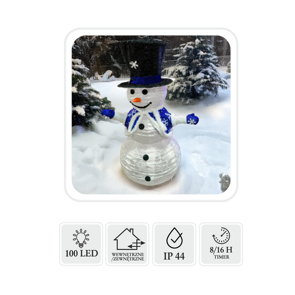 CHRISTMAS DECORATION - SNOWMAN LED 1,2 M 100L IP44
