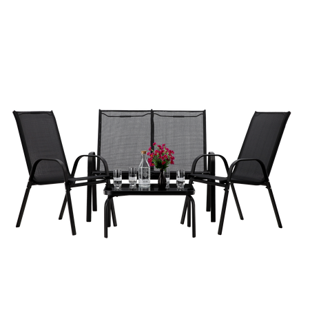 SET DE MOBILIER PENTRU GRĂDINĂ CU MASĂ - NEGRU*6397