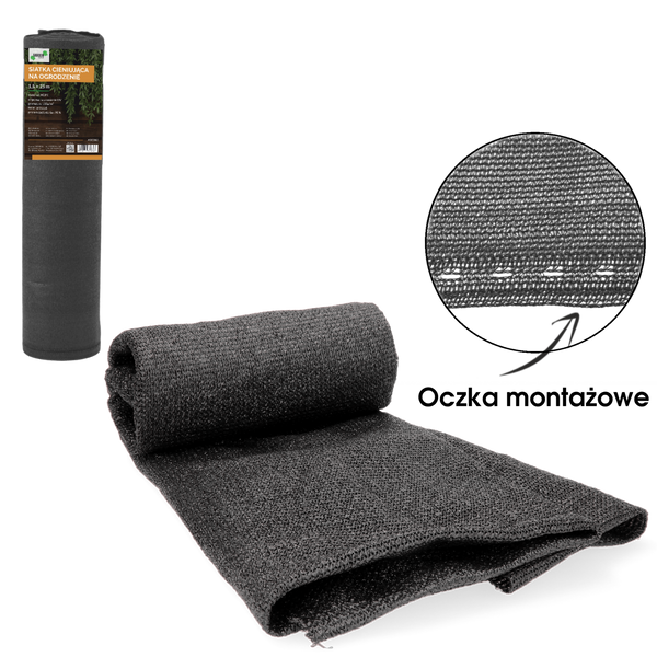ZATIEŇOVACIA SIATKA NA OPLOT ANTRACIT 1,5 x 25 M 135g/m2 90% *0883