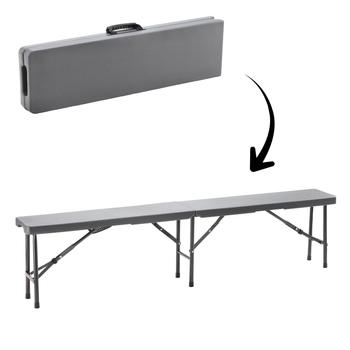 FOLDING CAMPING BENCH 180 X 25 X 43 CM GRAY