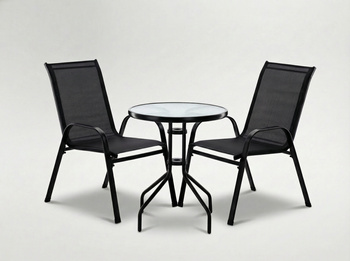 SET DE MOBILIER PENTRU BALKON - 2 SCAUNE + MASĂ - NEGRU *5895