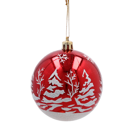 SET OF 6 CHRISTMAS BAUBLES RED 8 CM