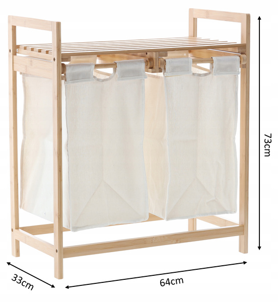 REGAŁ BAMBUSOWY Z DWOMA KOSZAMI 64x33x73 CM *6998