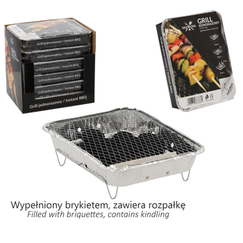 GRILL JEDNORAZOWY BRYKIET 31 x 24 x 5 CM disp=6szt