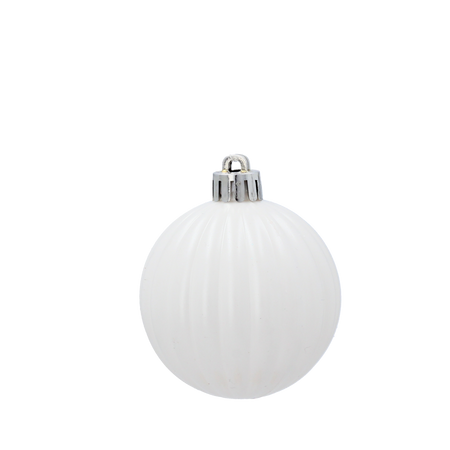 SET OF 9 BAUBLES 6 CM WHITE
