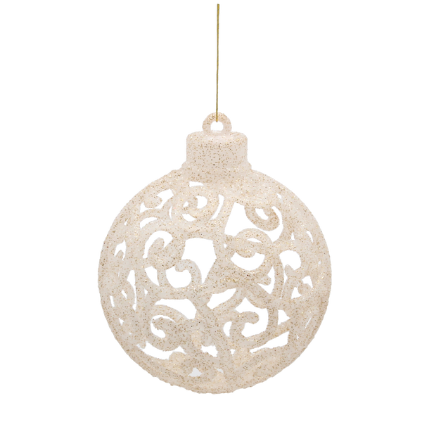 SET OF 12 ORNAMENTS 6 CM CHAMPAGNE/GRAY/WHITE