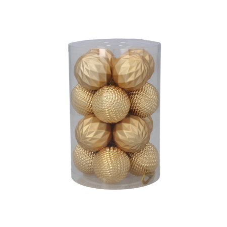 KPL. 16 BOMBEK 4 CM ČERVENÉ/ZLATEJ/STRIEBORNÉ MIX VZOROV TUBA *7511