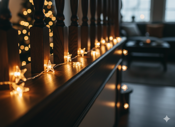 LED LIGHT CHAIN - STARS 20 L GOLD DECORATION BATTERY-POWERED