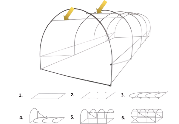 STELAŻ TUNELU OGRODOWEGO 5 SEGMENTOWEGO 8 x 3m