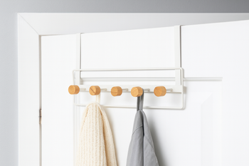 WIESZAK METALOWY NA DRZWI Z BAMBUSOWYMI 5 HAKAMI 39 x 5 x 38 CM *6613