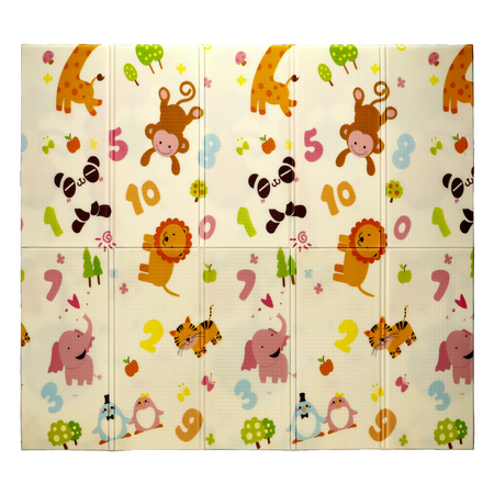 DVOJITÁ VZDELÁVACIA PODLOŽKA 180x200x1 CM SKLÁDACIA ZVIERATÁ-ČÍSLA + TAŠKA *4367
