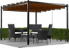 PERGOLA GARDEN WITH MOVABLE LOUVERS MADE OF POLYCARBONATE 3 X 3 M BROWN