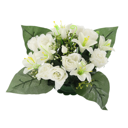 ARTIFICIAL BOUQUET OF FLOWERS ROSES AND LILES ASSORTED COLOURS