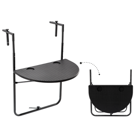 HANGING BALCONY FOLDING TABLE 60 x 64 x 73-78.5 -83.5 BLACK *1022