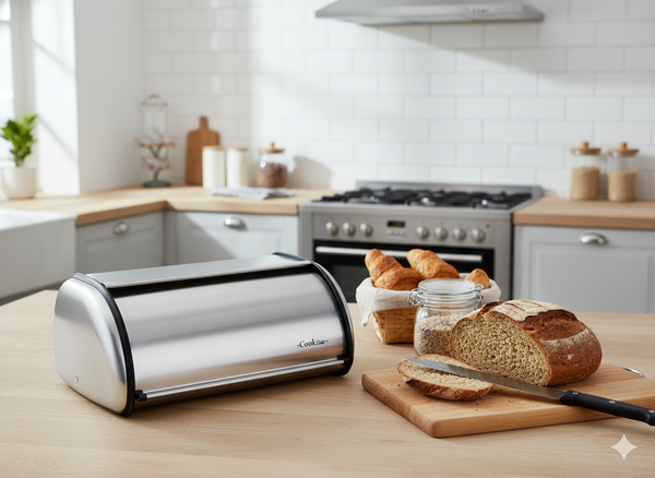 BREAD BOX GINEPRO - SILVER METAL 36X23X14,5 CM