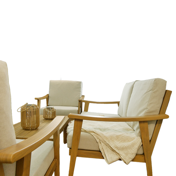 SET DE MOBILIER DIN ALUMINIU "TIRANA" (CANAPEA + 2 FOTOLII + MASĂ) BEJ + PERNE BEJ *9538