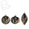 GLASS ORNAMENT - BLACK GOLD MARBLE MIXED PATTERNS