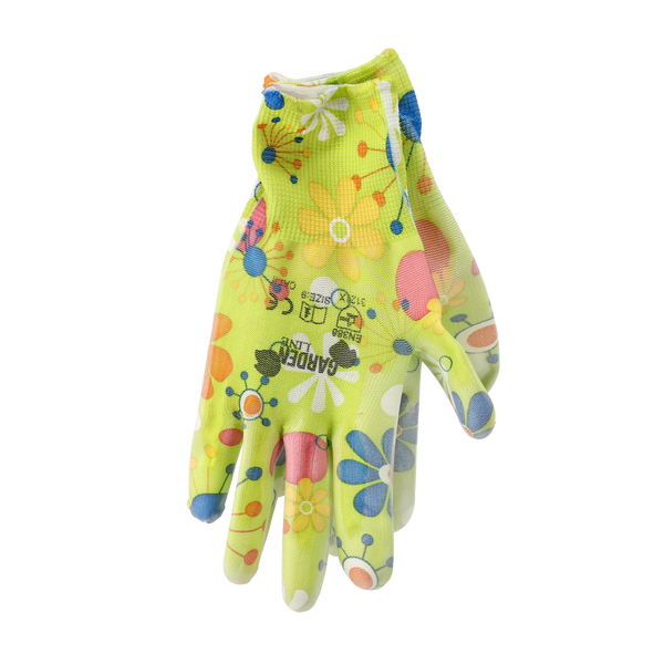 GARDEN GLOVES "9" PATTERN, POLYESTER WITH POLYURETHANE PACKET=12