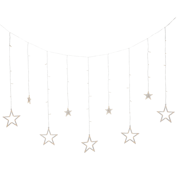 KURTYNA ŚWIETLNA LED GWIAZDKI 138L DŁ. 3 + 2 M CIEPŁY BIAŁY WEWN/ZEWN *3997