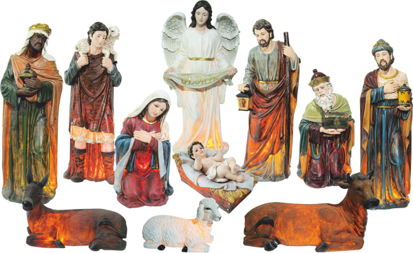 SET OF 11 CHRISTMAS FIGURES 120 CM RESIN ILLUMINATED