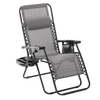 FOLDING GARDEN SUN LOUNGER WITH BASE, POCKET AND HEADREST GREY