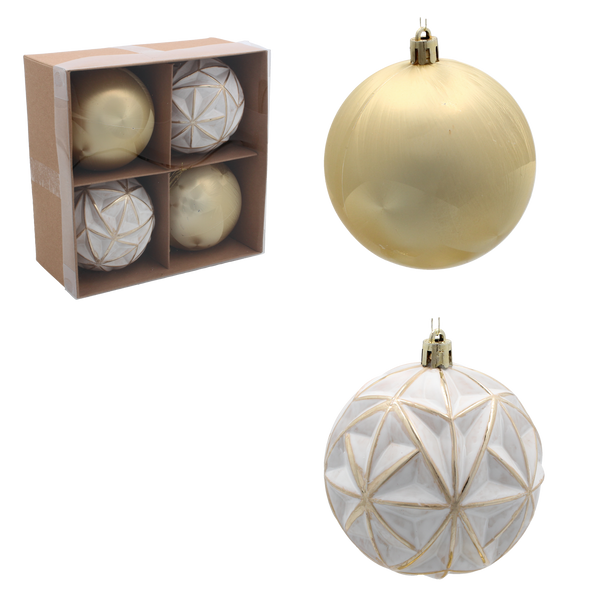 SET OF 4 CHRISTMAS TREE ORNAMENTS - MIX OF DESIGNS 8CM