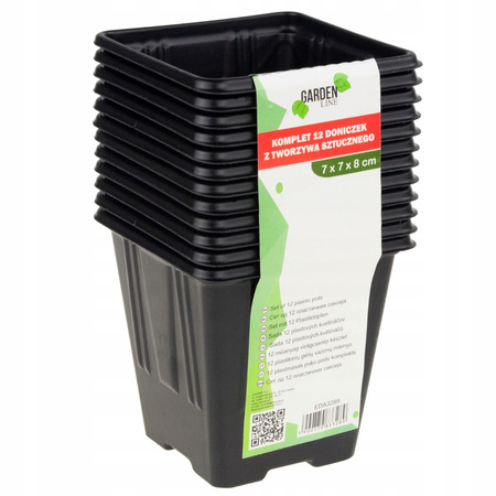 SADA 12 KVĚTINÁČŮ Z PLASTU 7 x 7 x 8 CM *3289