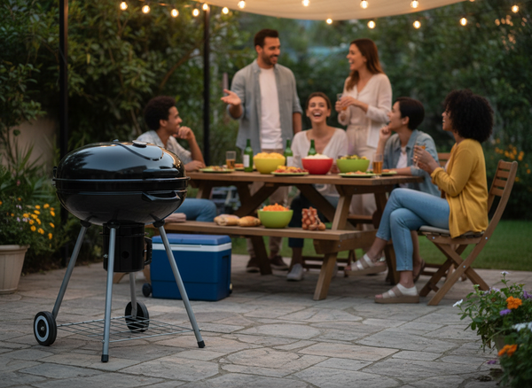 CHARCOAL KETTLE BBQ WITH LID, ASH PAN AND WHEELS 66 x 57 x 85 CM
