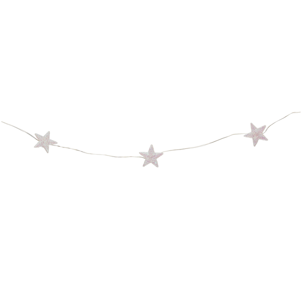 LED LIGHT CHAIN - STARS 20 L SILVER DECORATION BATTERY-POWERED