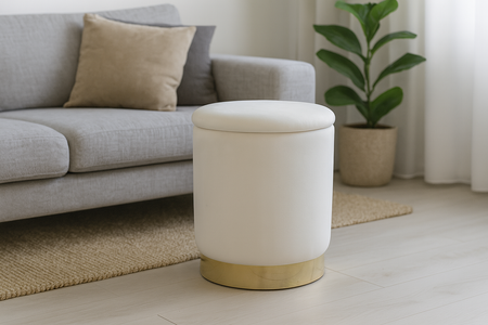 ROUND POUF 28 X 42 CM CREAM