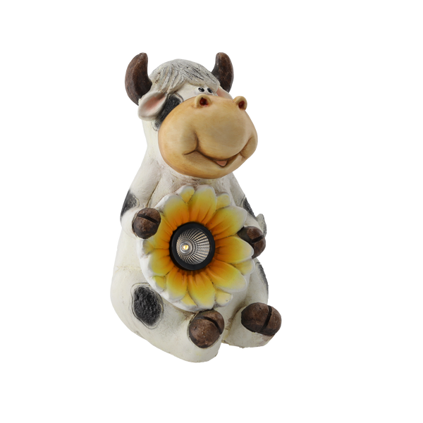 FIGURINA DE GRĂDINĂ - VACĂ CU FLOR 19 x 22 x 23 CM LED *7270