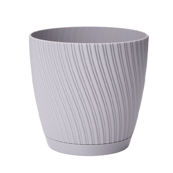 MIKA ECO RECYCLED POT WITH SAUCER 270MM PLATINUM*4568