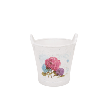 KERAMICKÁ KRYT NA KVĚTINÁČ VEDRO 16 x 15,5 x 14,5 CM BÍLÁ MIX VZORŮ *5825