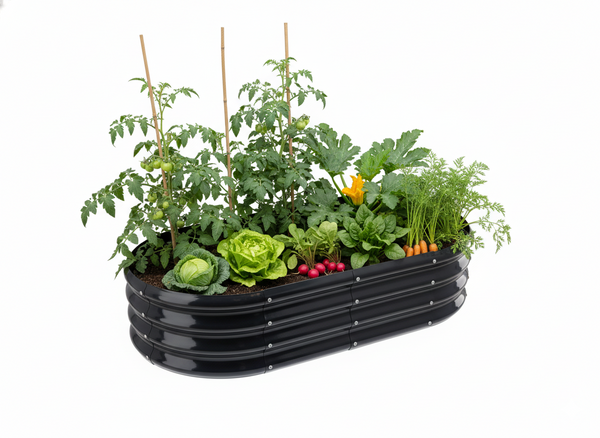 GRZĄDKA WARZYWNO-KWIATOWA 120 X 60 X 30 CM OWALNA ANTRACYT